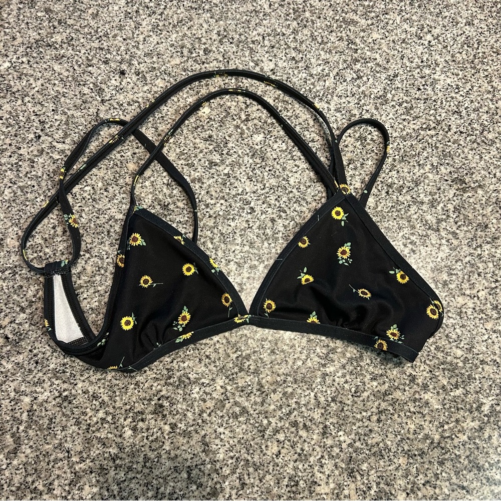 Floral Black Bikini Top
